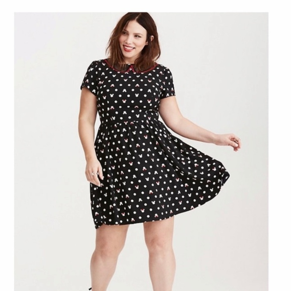 Torrid Disney Minnie Mouse Black Polka Dot Dress